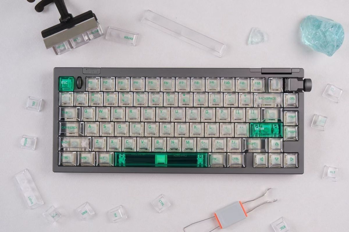 Popkeys Premium Transparent Cherry 97 Keys Keycaps Set - Mint