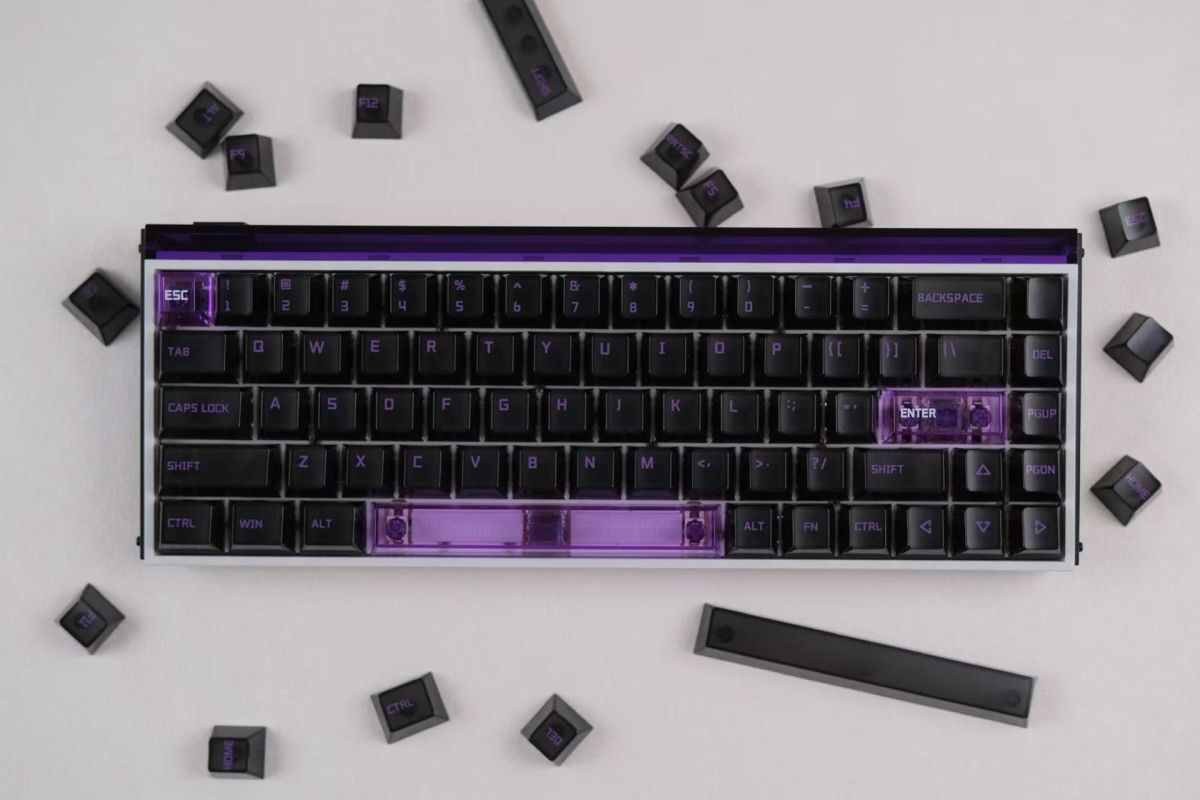 Popkeys Premium Transparent Cherry 97 Keys Keycaps Set - Violet