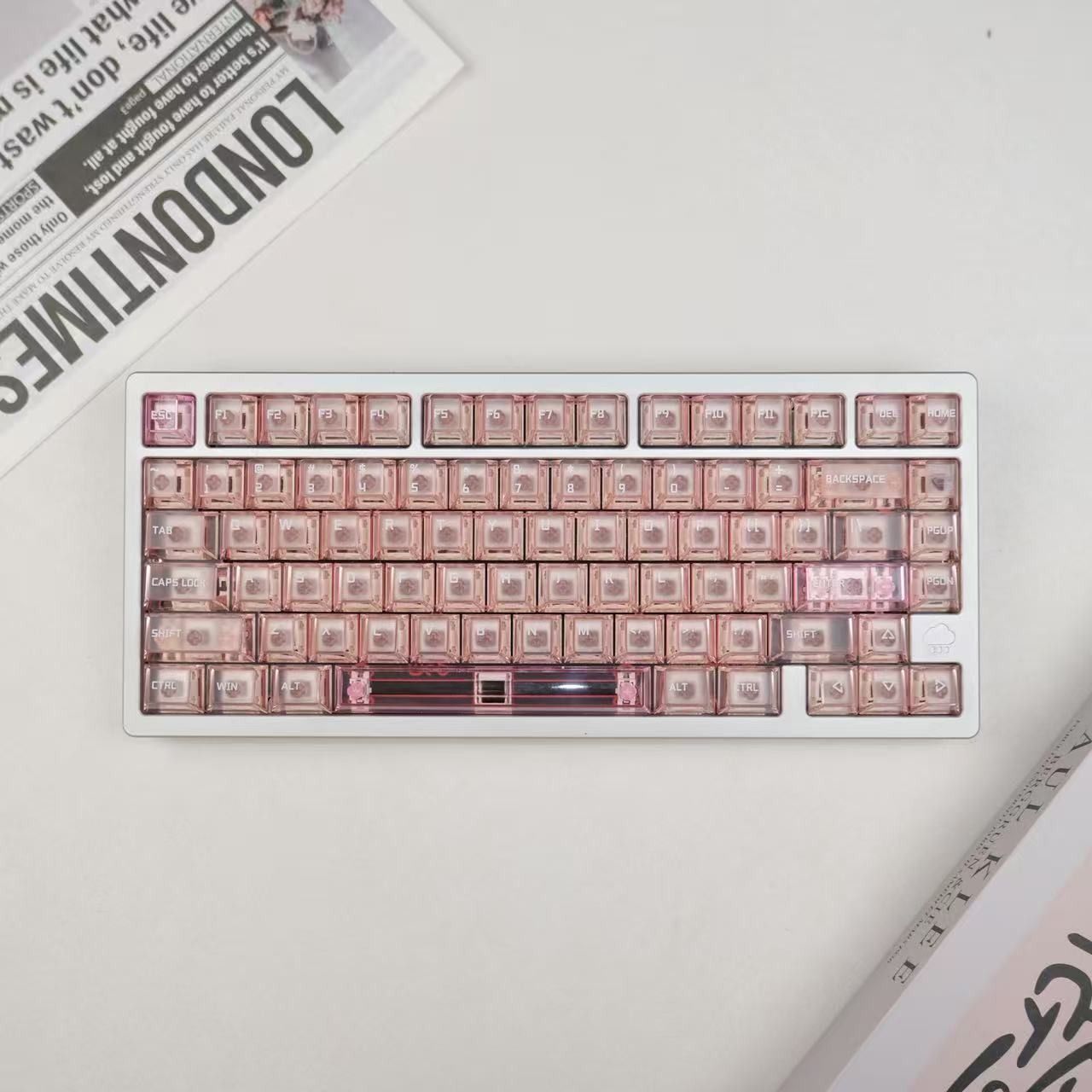 Popkeys Premium Transparent Cherry 97 Keys Keycaps Set - Blush