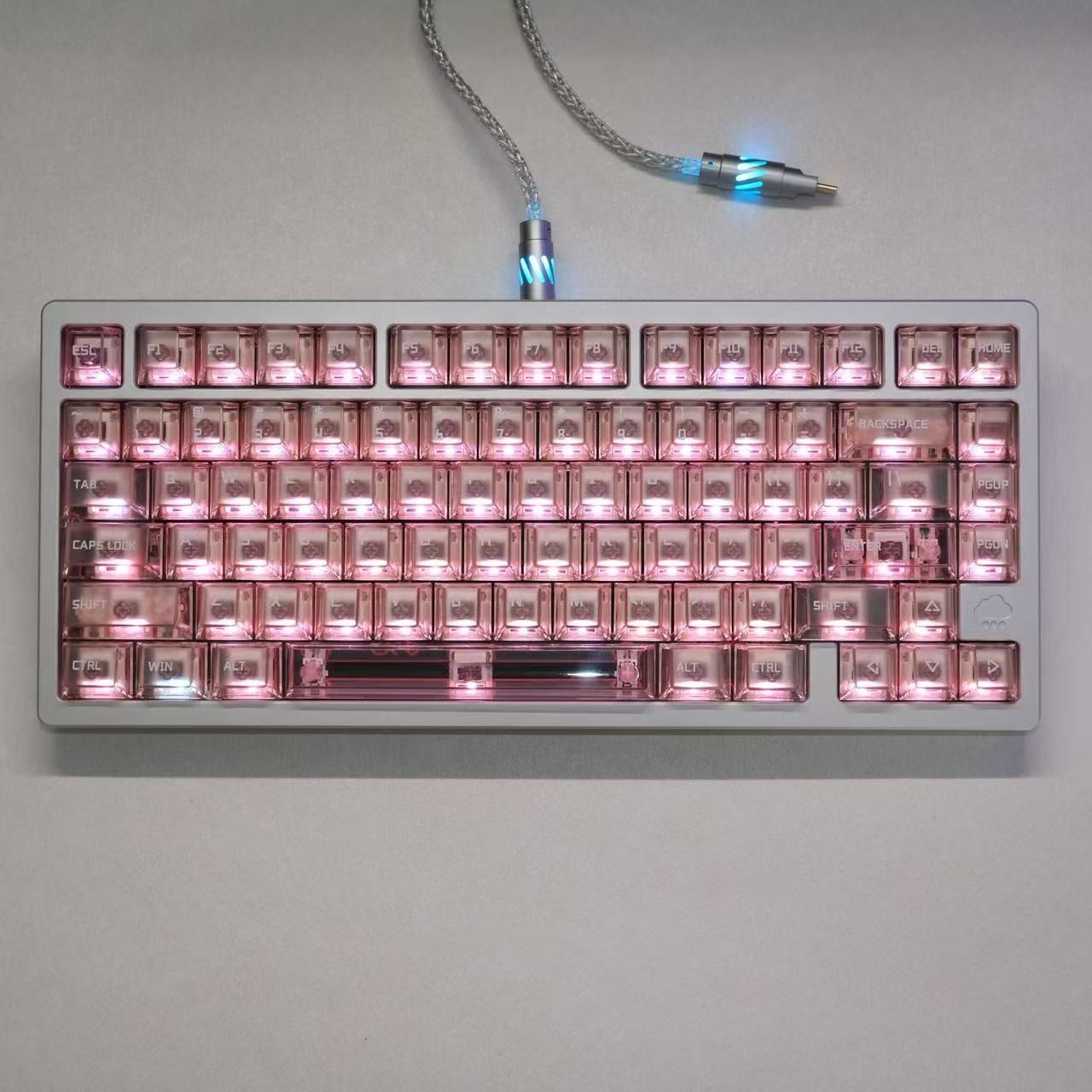 Popkeys Premium Transparent Cherry 97 Keys Keycaps Set - Blush