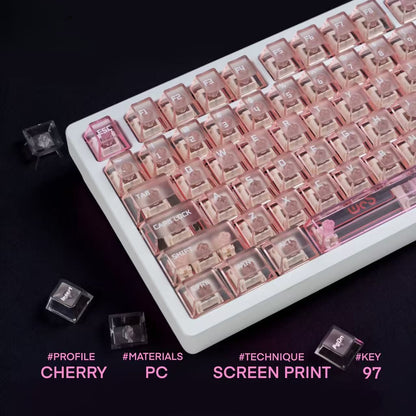 Popkeys Premium Transparent Cherry 97 Keys Keycaps Set - Blush
