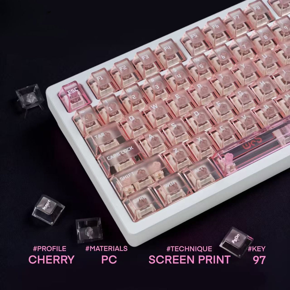 Popkeys Mist Popkeys Premium Transparent Cherry 97 Keys Keycaps Set - Blush – FancyKeebs