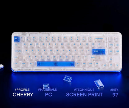 Popkeys Premium Transparent Cherry 97 Keys Keycaps Set - Sapphire