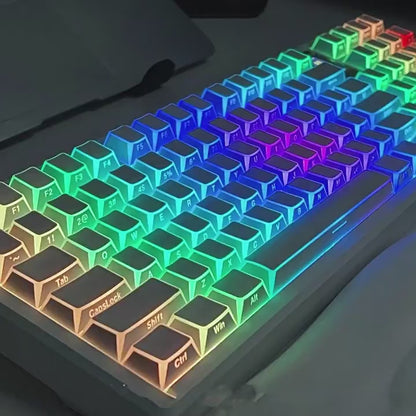 White Outline Side Engraved Shine Through Cherry Profile PBT Keycaps Set