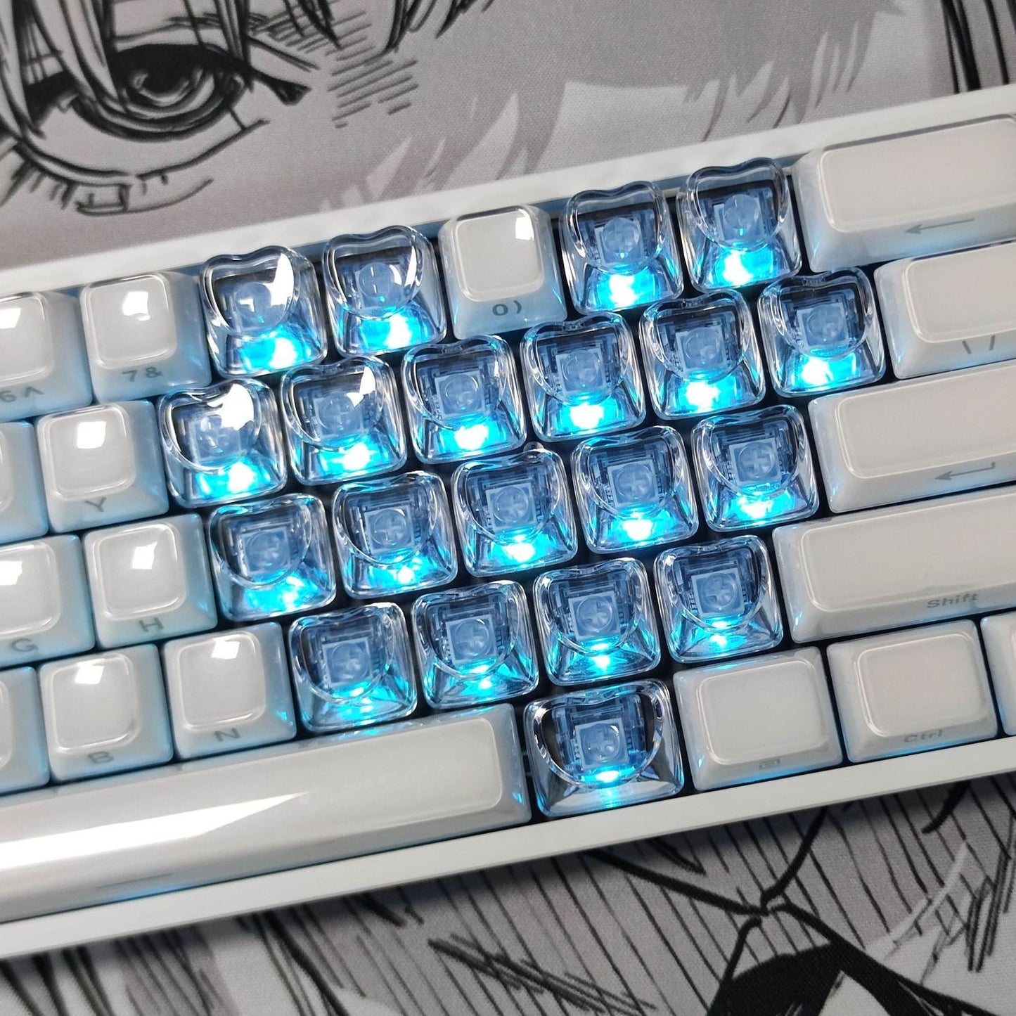 Transparent Heart Shaped Keycaps - Set of 20 Keys