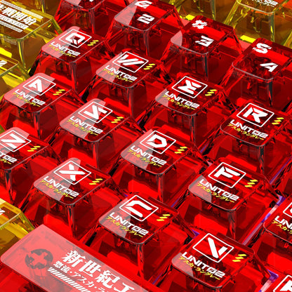 Eva-02 Transparent PC UV Cherry Profile Keycaps Set