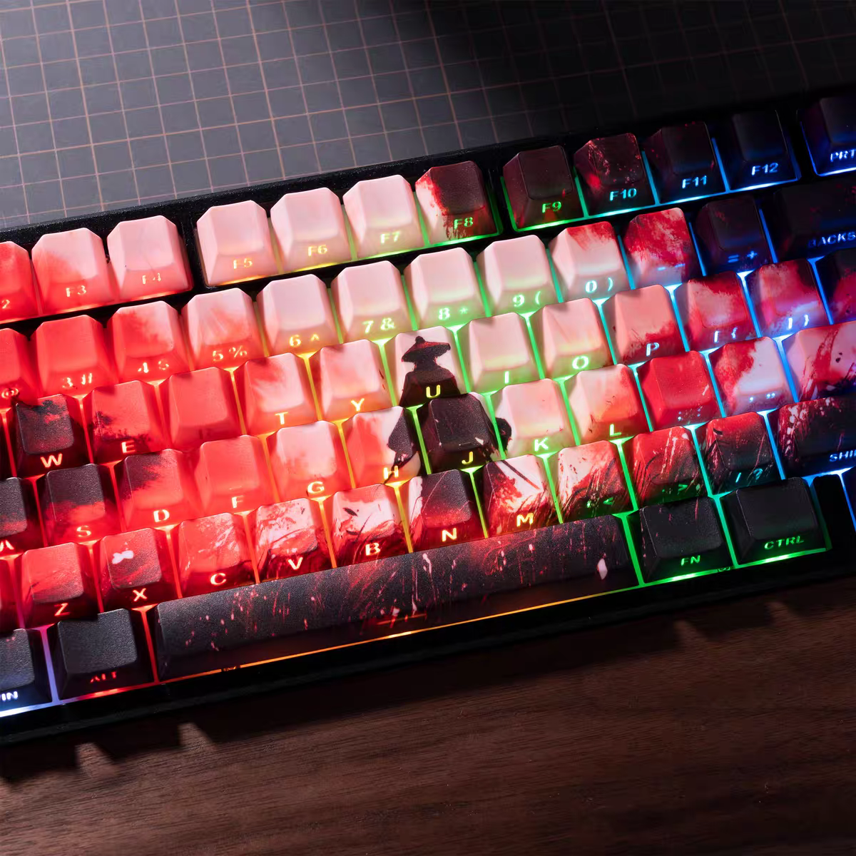 XVX Red Samurai Knight Premium Side Engraved Cherry Doubleshot Keycaps