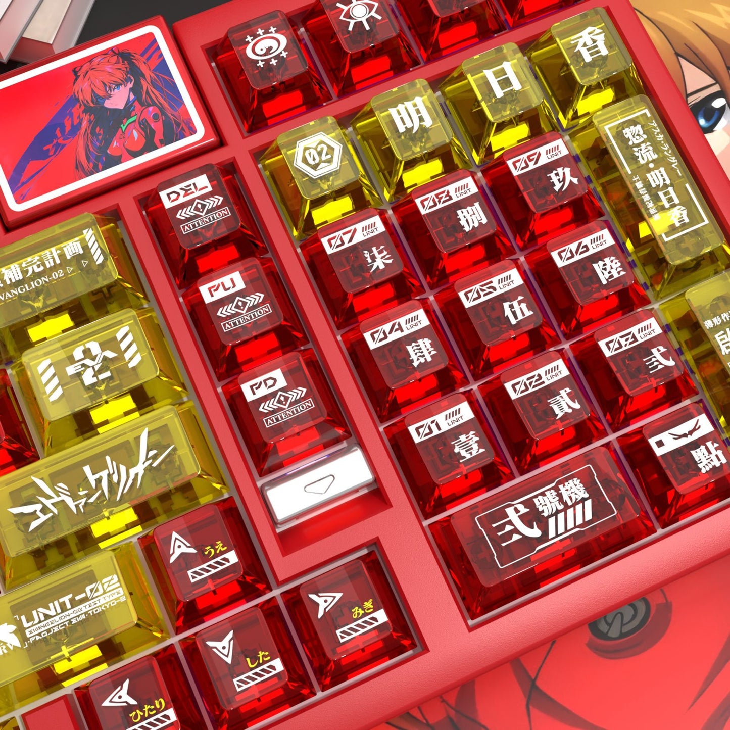 Eva-02 Transparent PC UV Cherry Profile Keycaps Set