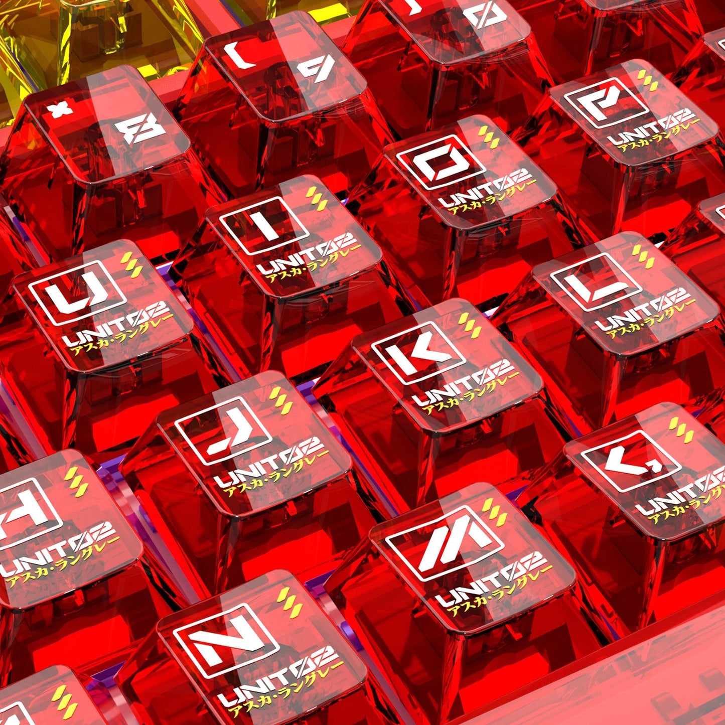 Eva-02 Transparent PC UV Cherry Profile Keycaps Set