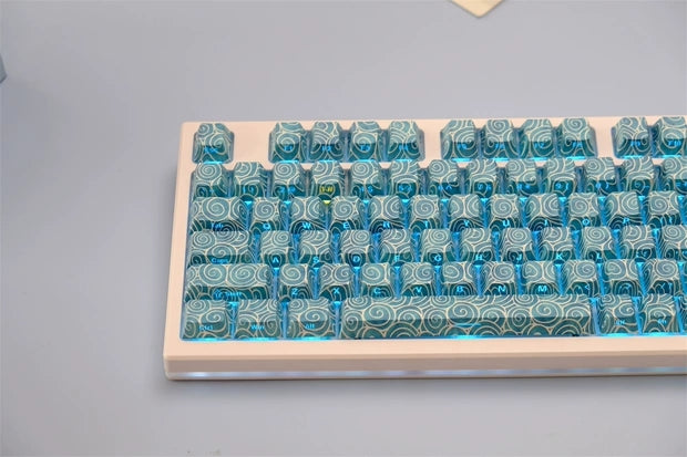 side engraved cherry keycaps ocean theme