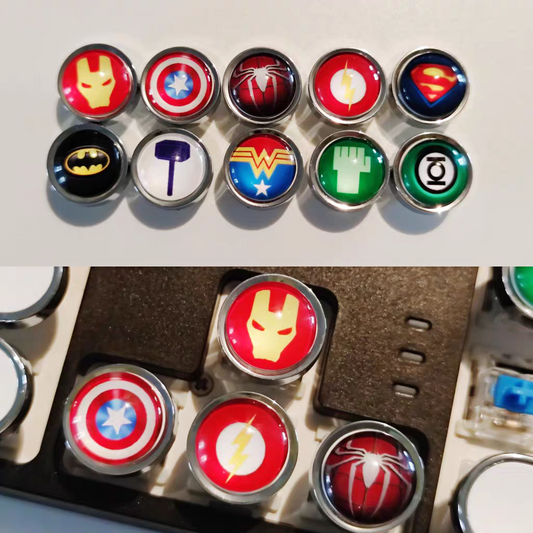 Marvel DC Themed Metal+ABS Round Keycaps Single