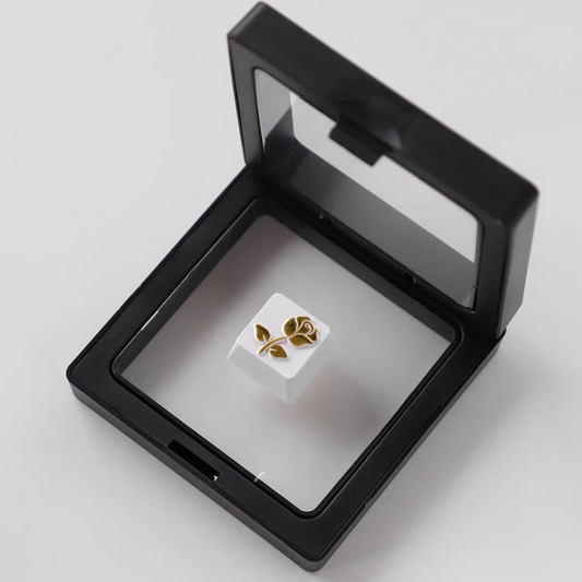 Golden on White Rose R4 Metal Artisan Keycap