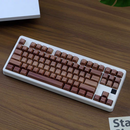 Wooden Themed PBT Side Engraved Cherry Profile Keycaps Set
