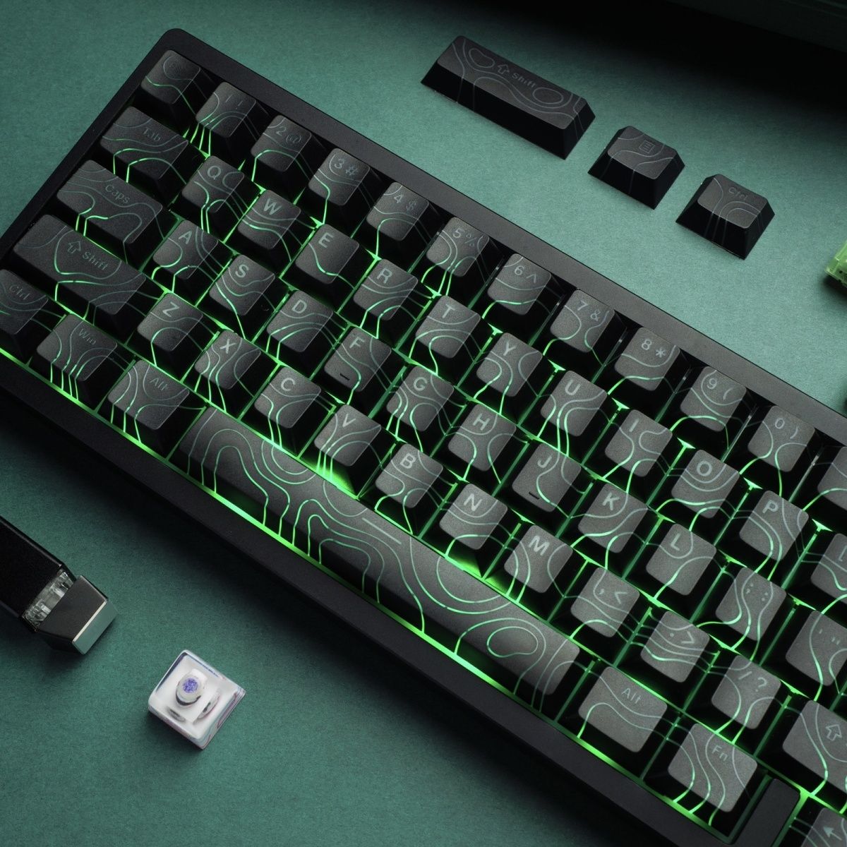 Shinethrough Topographic Top Legends PBT Keycaps Set