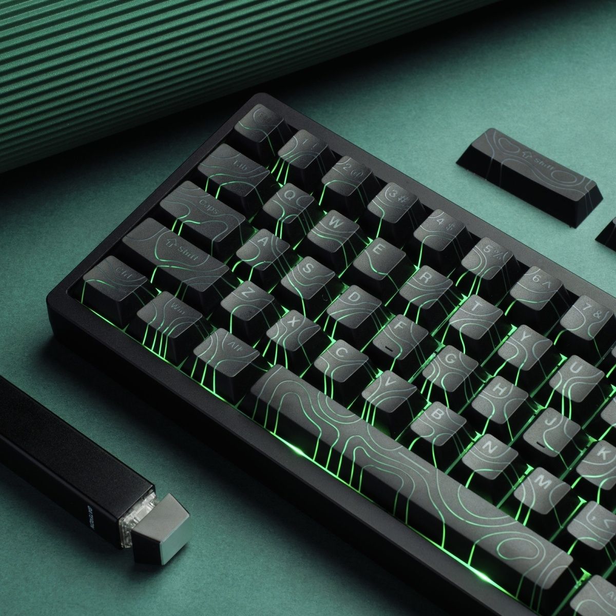 Shinethrough Topographic Top Legends PBT Keycaps Set