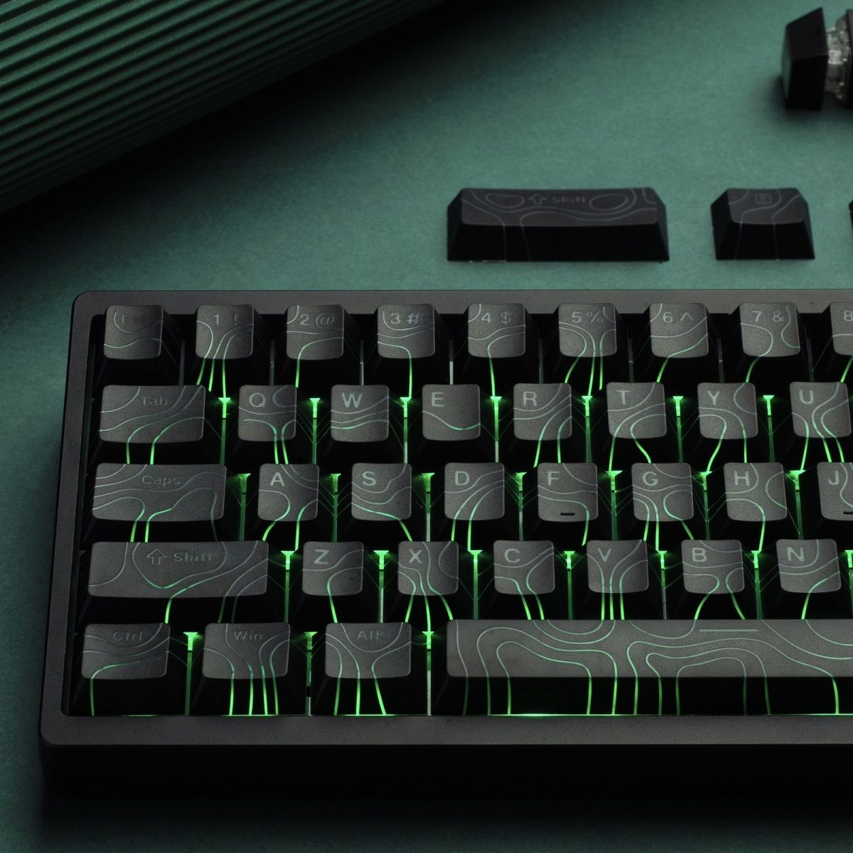 Shinethrough Topographic Top Legends PBT Keycaps Set