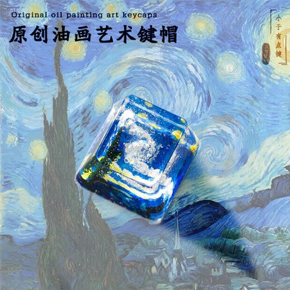 Van Gogh Starry Night Themed R4 Resin Artisan Keycap