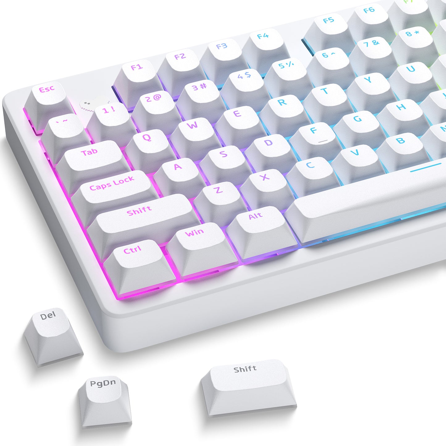 XVX Shinethrough Semi Pudding Double Shot Keycaps - 118 Key - White