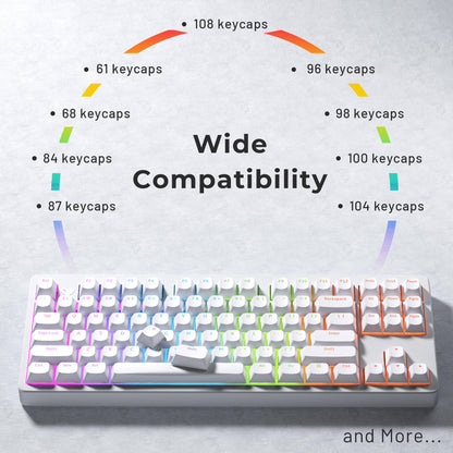 XVX Shinethrough Semi Pudding Double Shot Keycaps - 118 Key - White