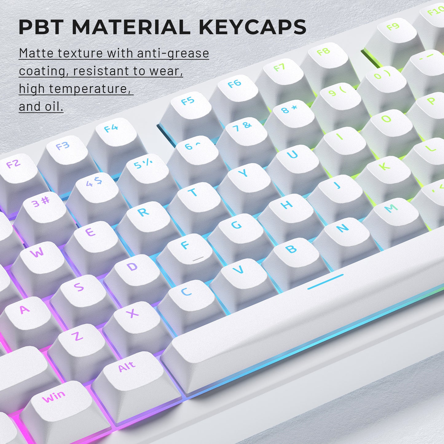 XVX Shinethrough Semi Pudding Double Shot Keycaps - 118 Key - White