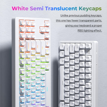 XVX Shinethrough Semi Pudding Double Shot Keycaps - 118 Key - White