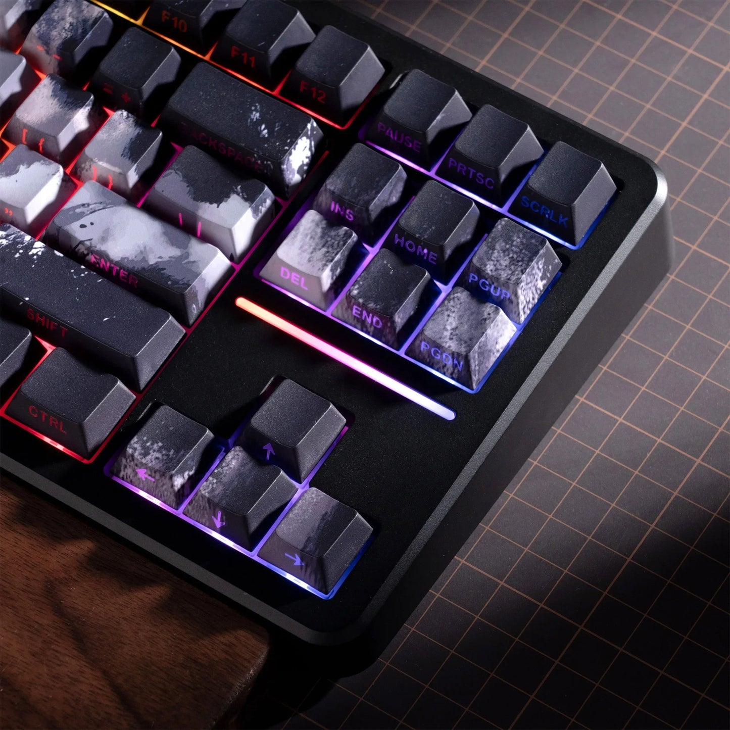XVX Black Samurai Knight Side Engraved Cherry Doubleshot Keycaps